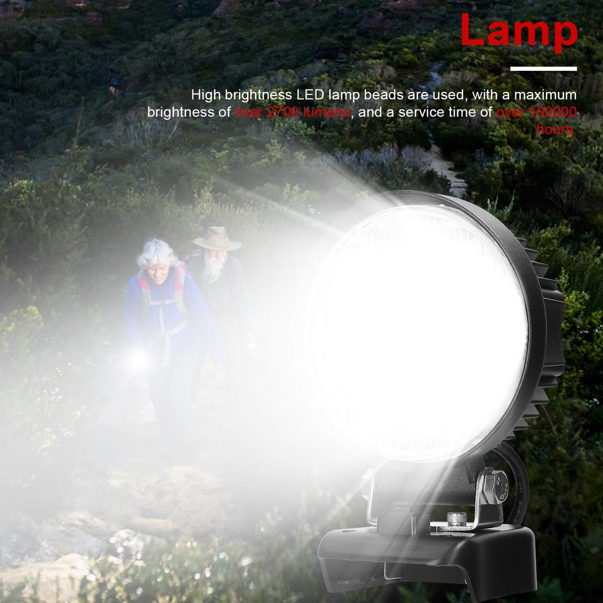 Portable Lamp Outdoor Work Light Handheld 27W Flashlight High Brightness LED Light Lithium Battery Easy Carrying Floodlight