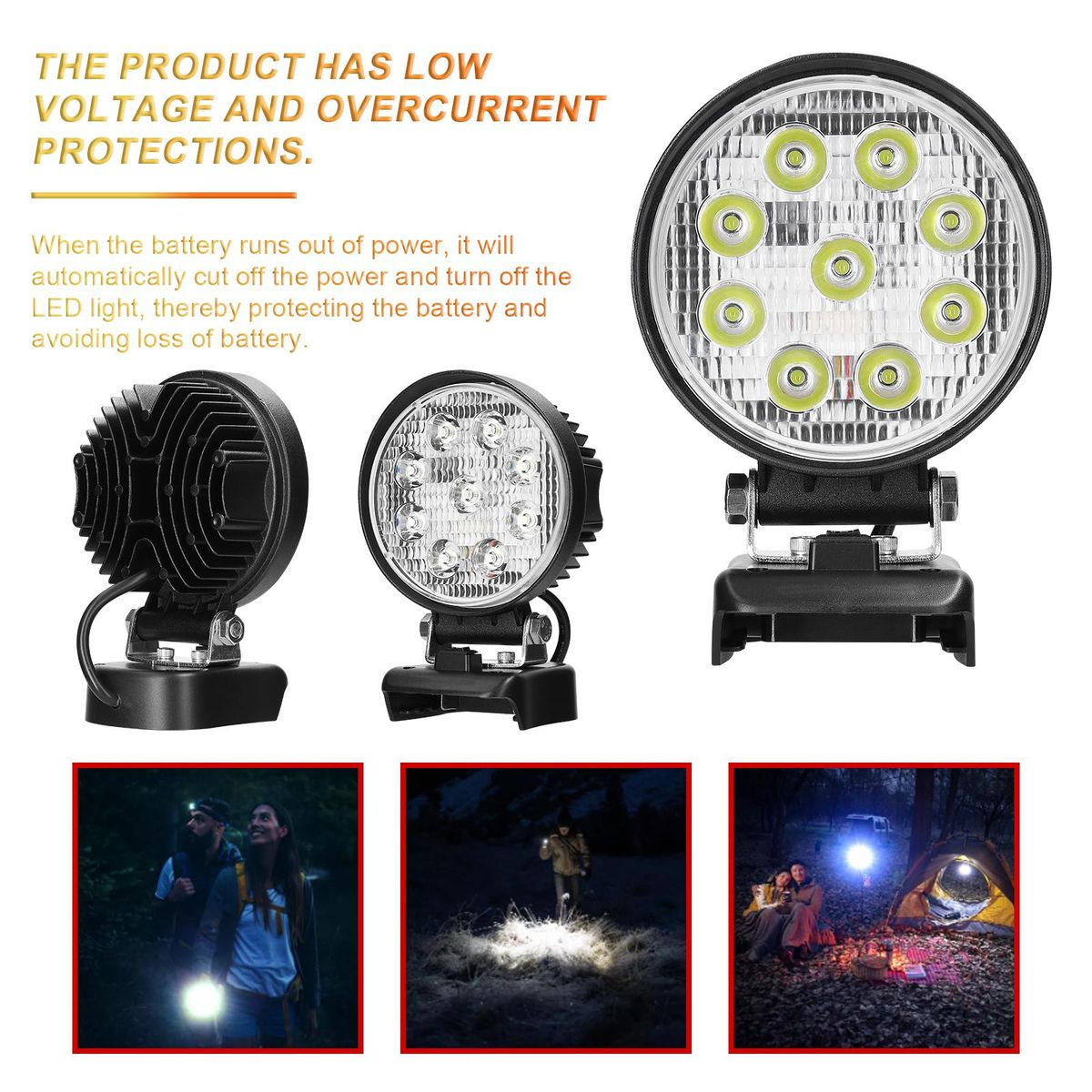 Portable Lamp Outdoor Work Light Handheld 27W Flashlight High Brightness LED Light Lithium Battery Easy Carrying Floodlight