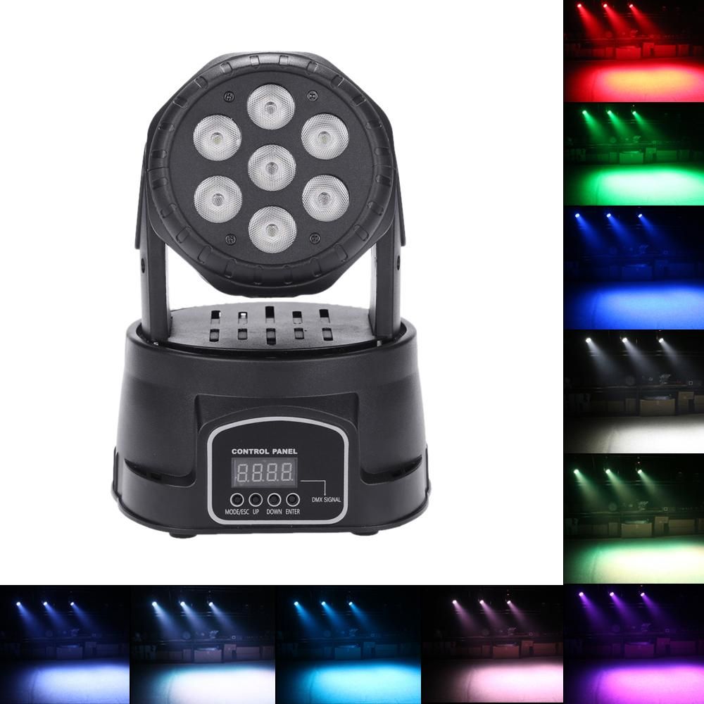 Lixada 7LED 105W RGBW 9/14 Channel DMX512 Mini Rotating Head Moving Stage Light Effect Lamp for Indoor Disco KTV Club Party