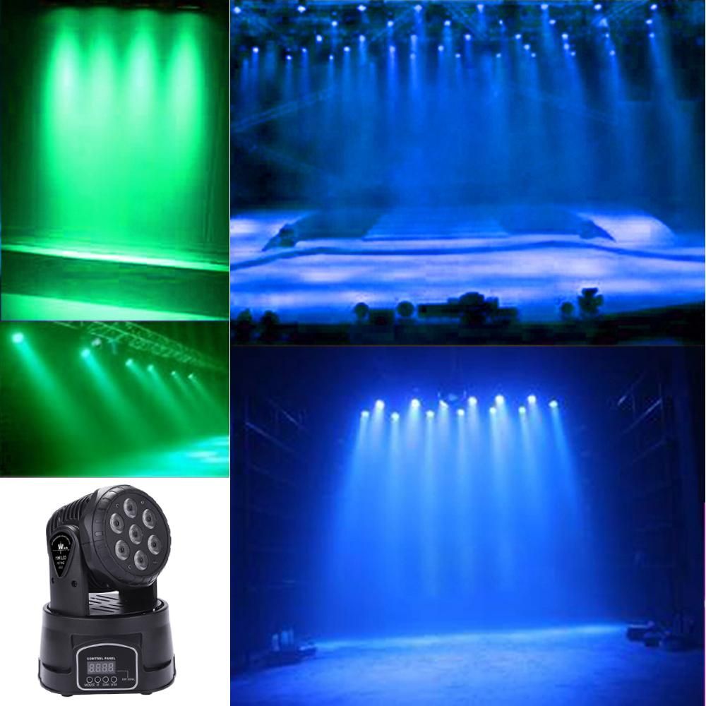 Lixada 7LED 105W RGBW 9/14 Channel DMX512 Mini Rotating Head Moving Stage Light Effect Lamp for Indoor Disco KTV Club Party