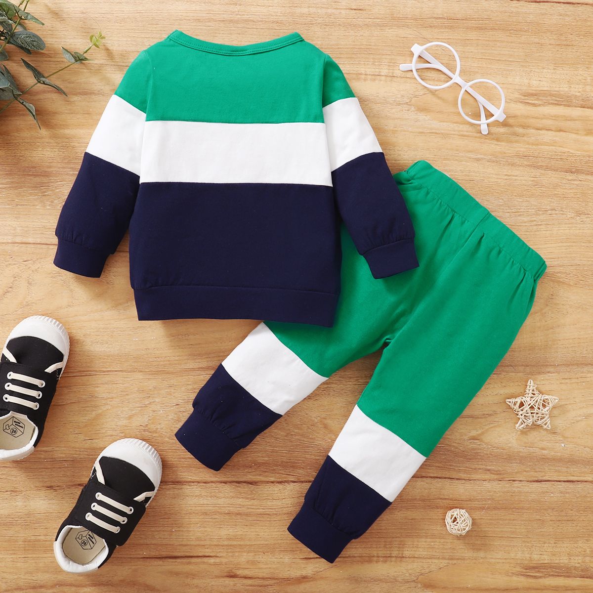 HAPPY EVERY DAY Baby Boys Long Sleeves Outfit Set -Green