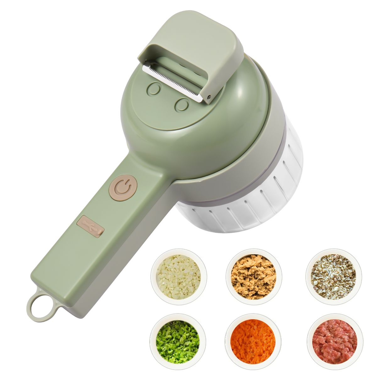 Vegetable Chopper Set - 4 In 1 Handheld Electric With USB