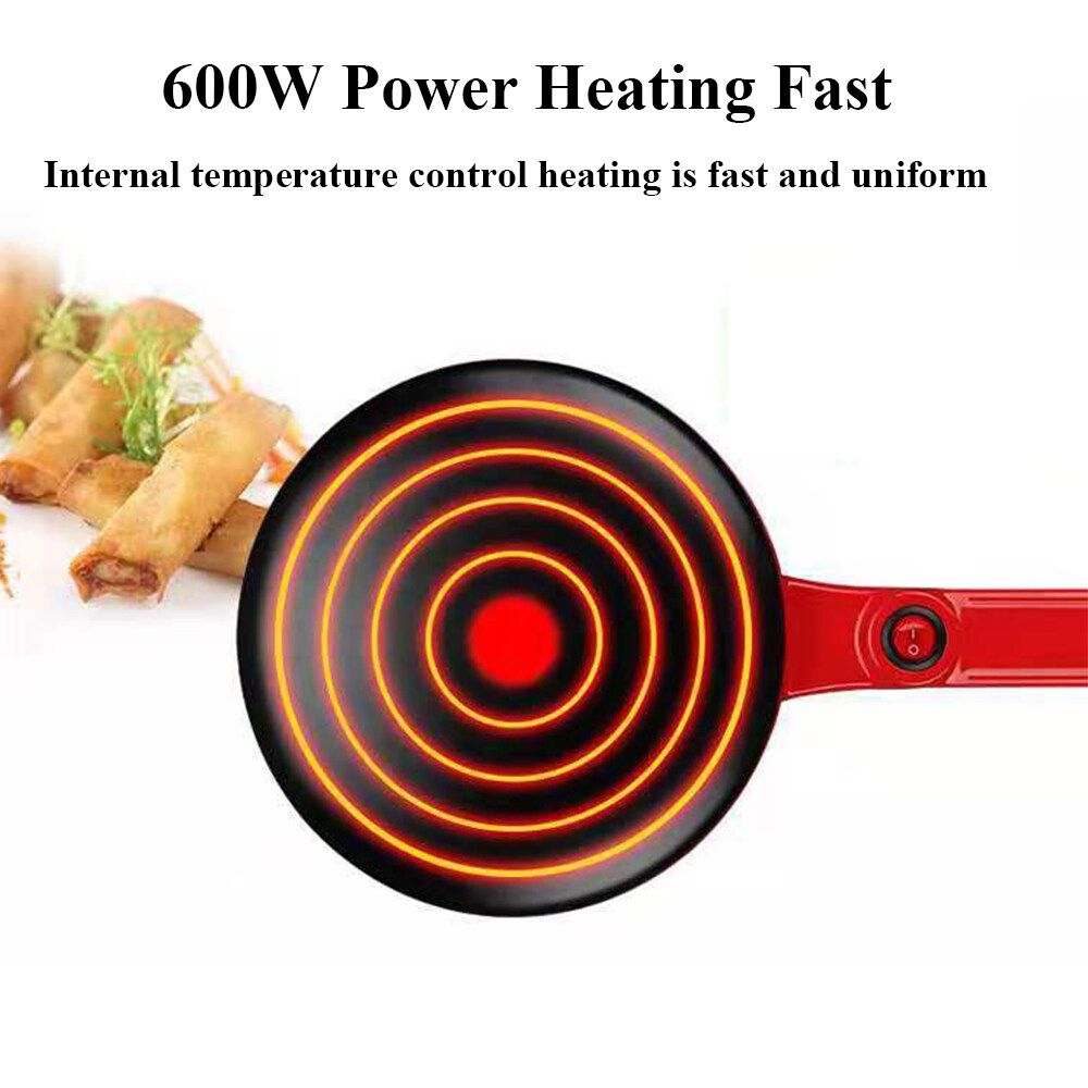 8 Inch Portable Non-stick Electric Pancake & Crepe Maker Baking Pizza Machine Pancake Red