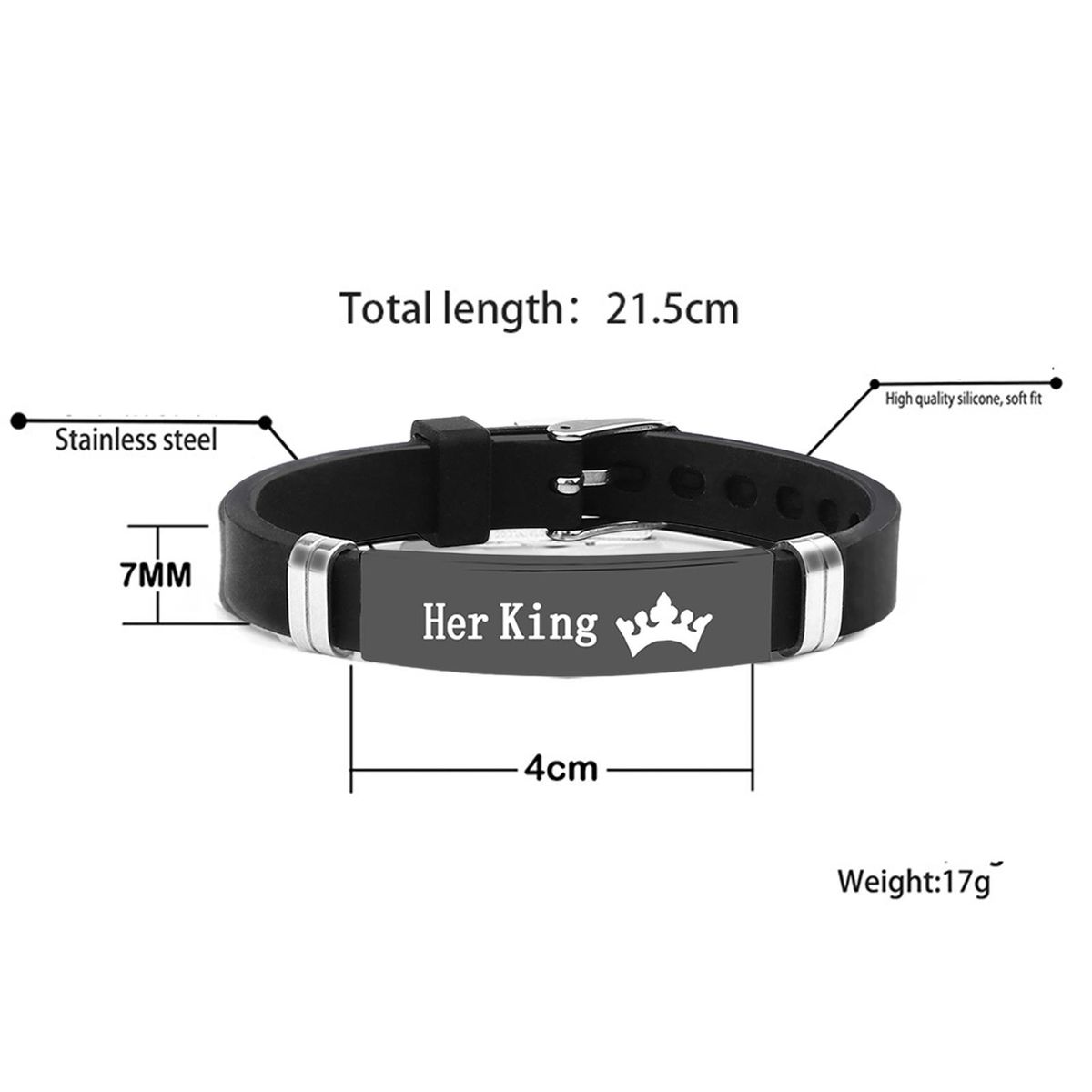 1/2 PCS His Queen/Her King Silicone Couple Bangle with