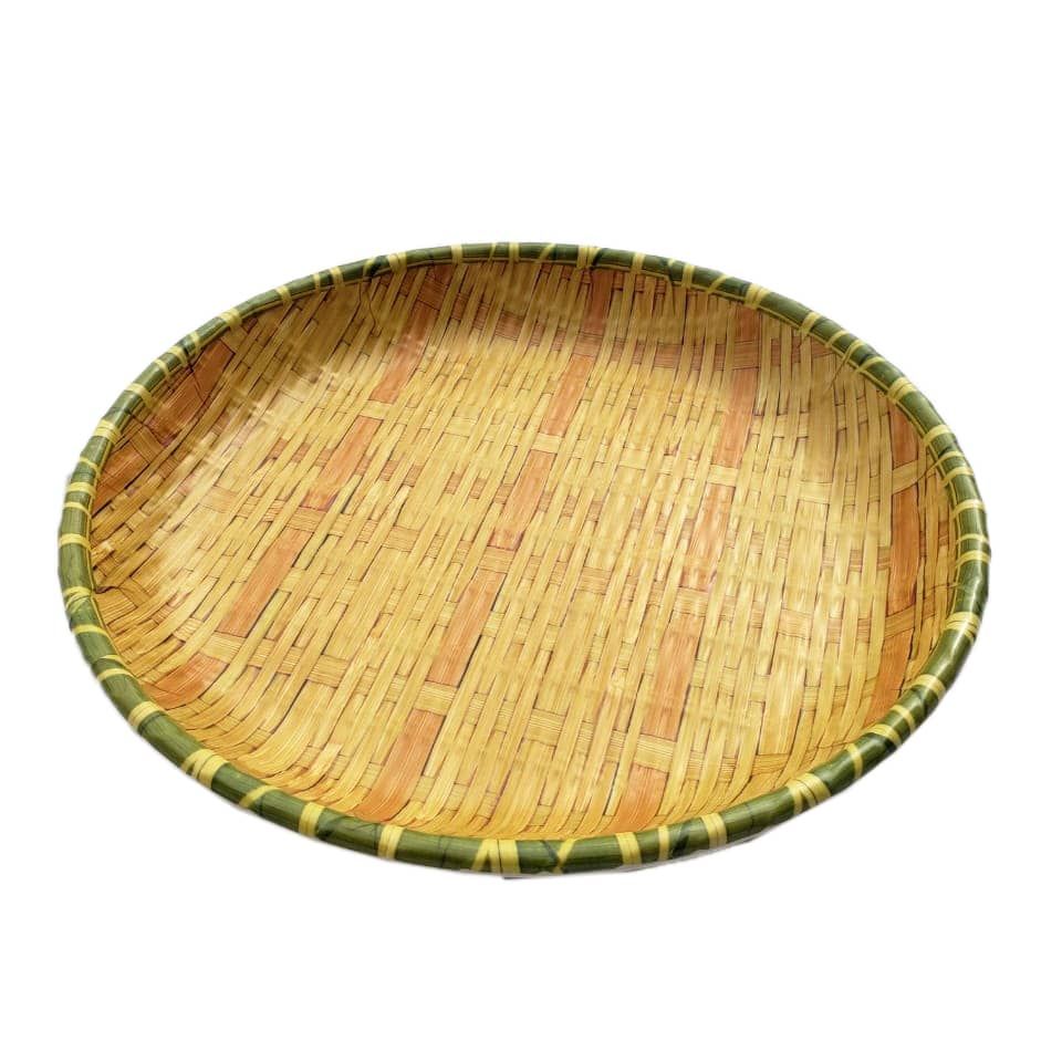 LIGHT GREEN BASKET DESIGN ROUND TRAY