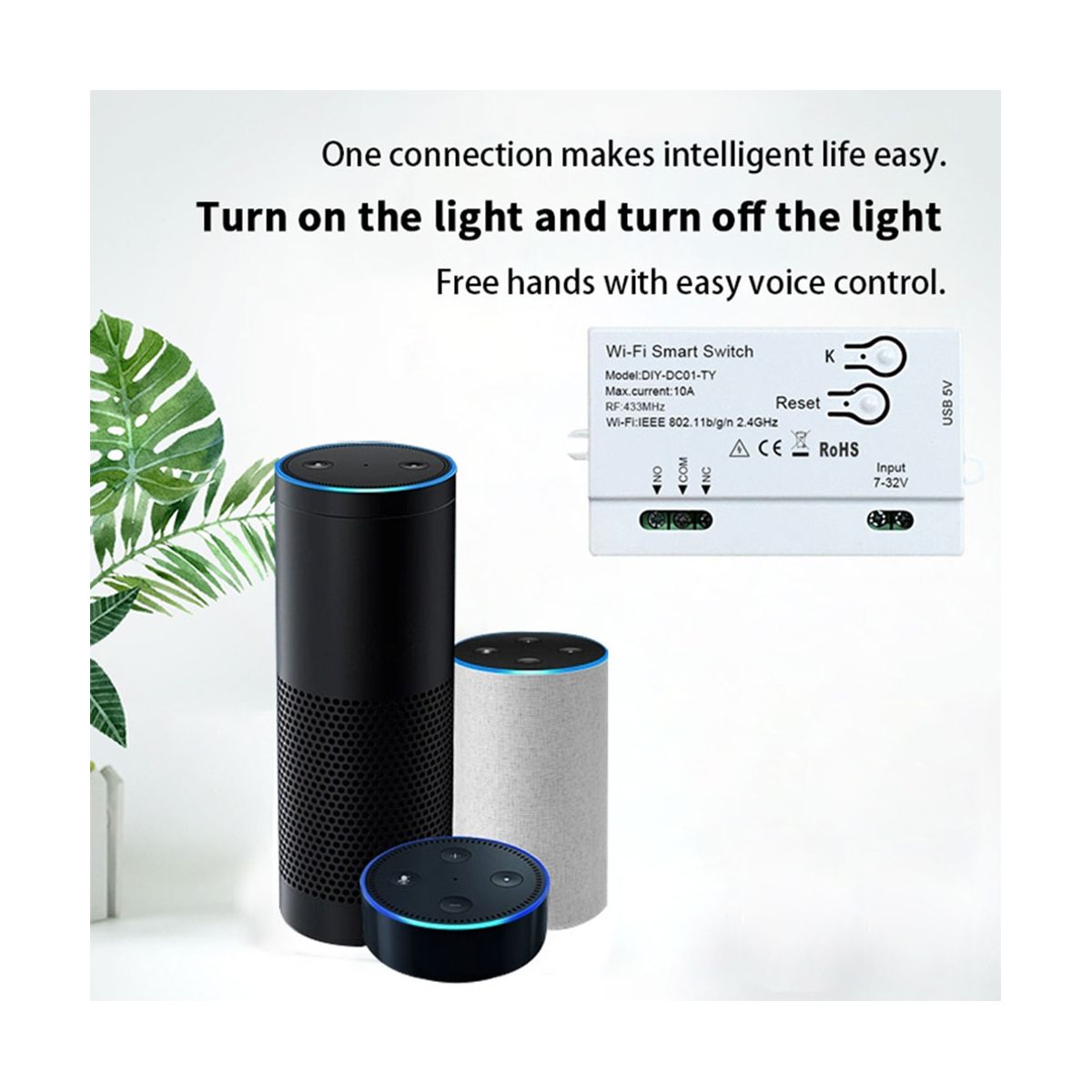 Tuya WiFi Smart Switch DIY Timer 1CH 7-32V USB 5V 2.4G