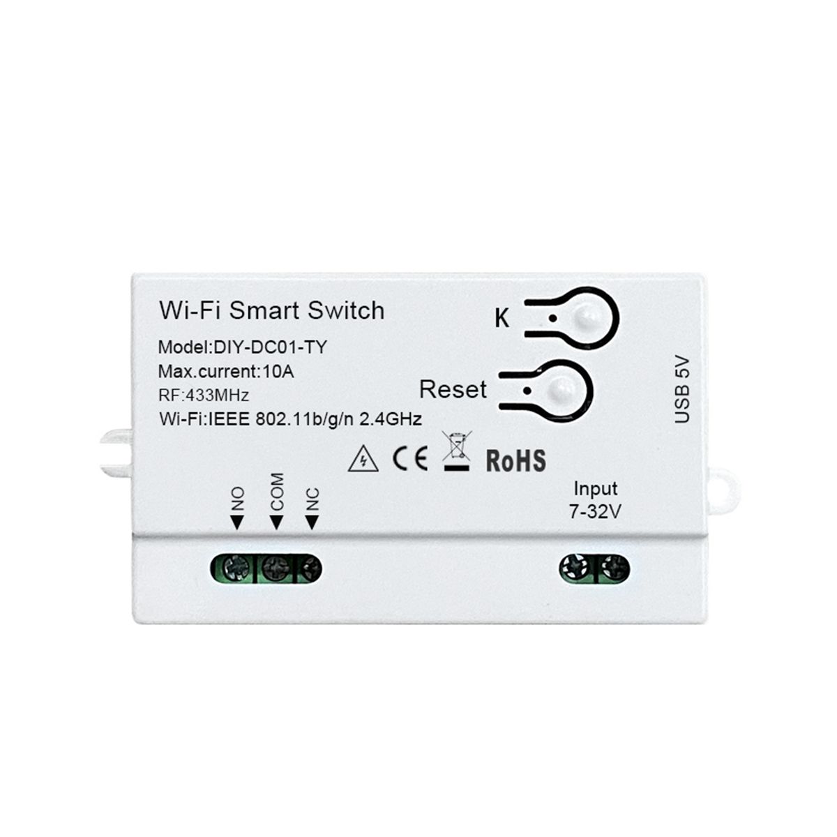 Tuya WiFi Smart Switch DIY Timer 1CH 7-32V USB 5V 2.4G