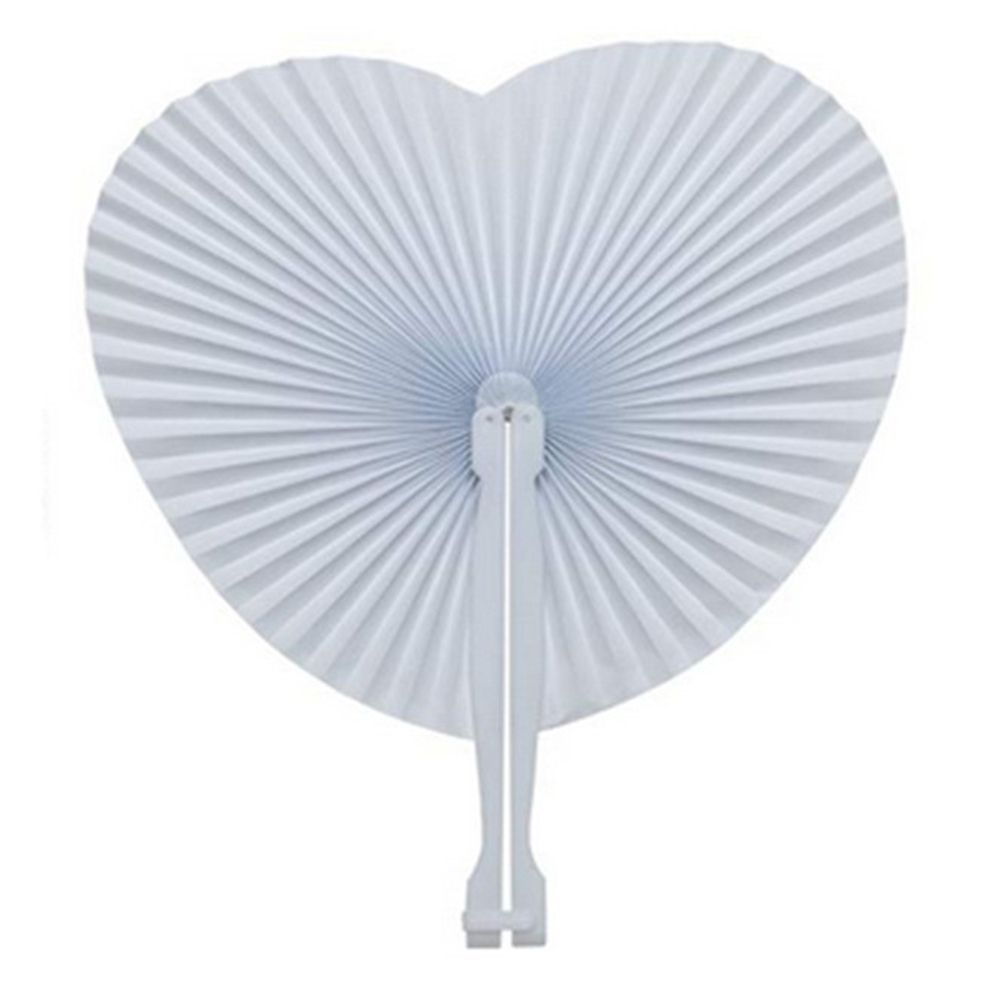 Party Folding Round Wedding Plastic Handle 1Pcs Ceremony Decor White Home Heart-shaped Fan Fan Paper Accessory Supplies Birthday