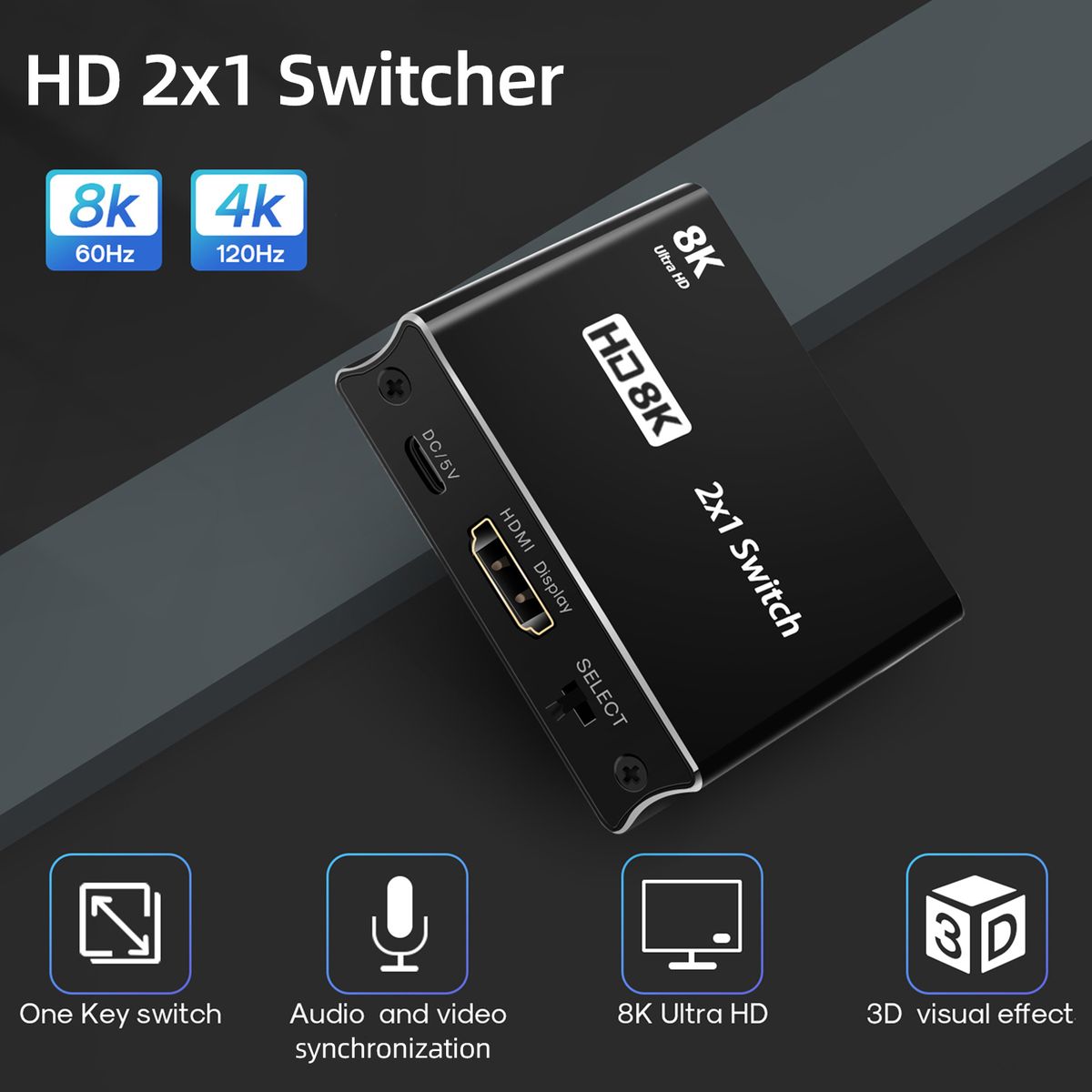 Hd 2X1 Switcher 2 In 1 Out High-Speed Hd Switcher Converter