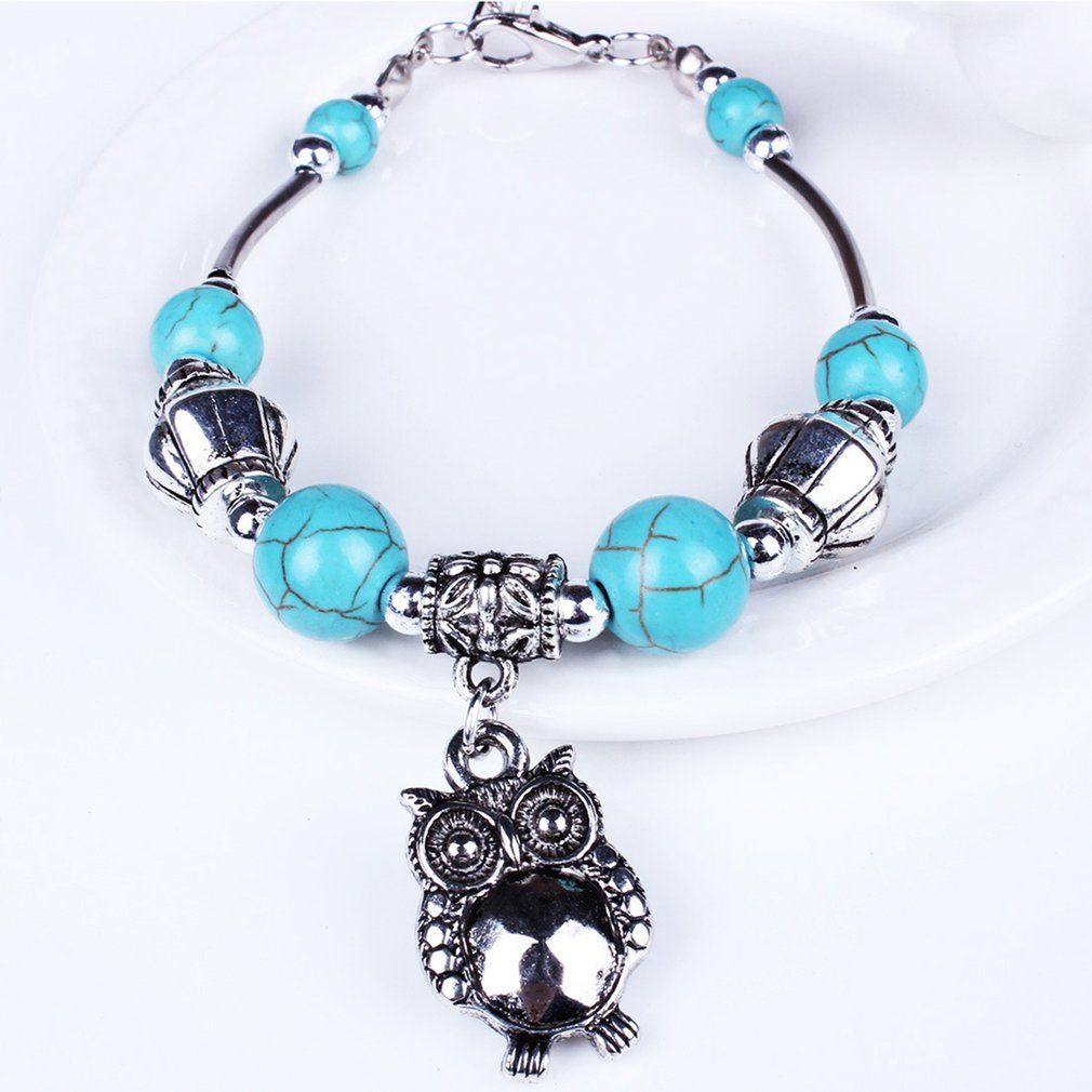 Ethnic Style Owl Turquoise Bracelet