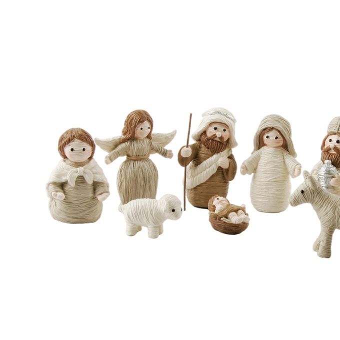 2x Nativity Figurines Set Realistic Tabletop Ornament Birth Of Jesus