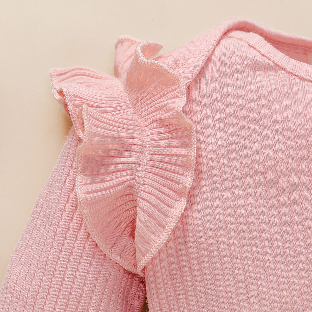 Baby Girls Outfit Set Pink Long Sleeve Ripped Bodysuit + Floral Print + Headband