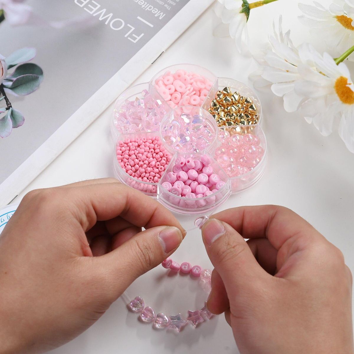 765pcs/Box Pink Letter Star Round Heart Seed Beads Loose Clay Spacer Beads For Jewelry Making Bracelet Necklace Diy Accessories