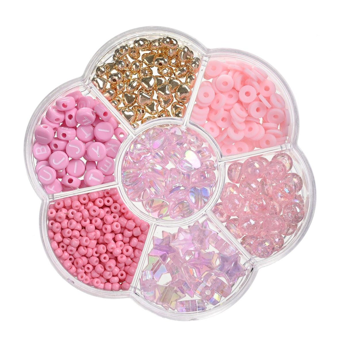 765pcs/Box Pink Letter Star Round Heart Seed Beads Loose Clay Spacer Beads For Jewelry Making Bracelet Necklace Diy Accessories