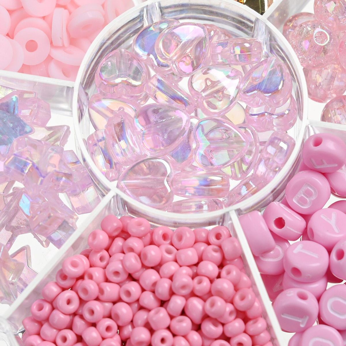 765pcs/Box Pink Letter Star Round Heart Seed Beads Loose Clay Spacer Beads For Jewelry Making Bracelet Necklace Diy Accessories