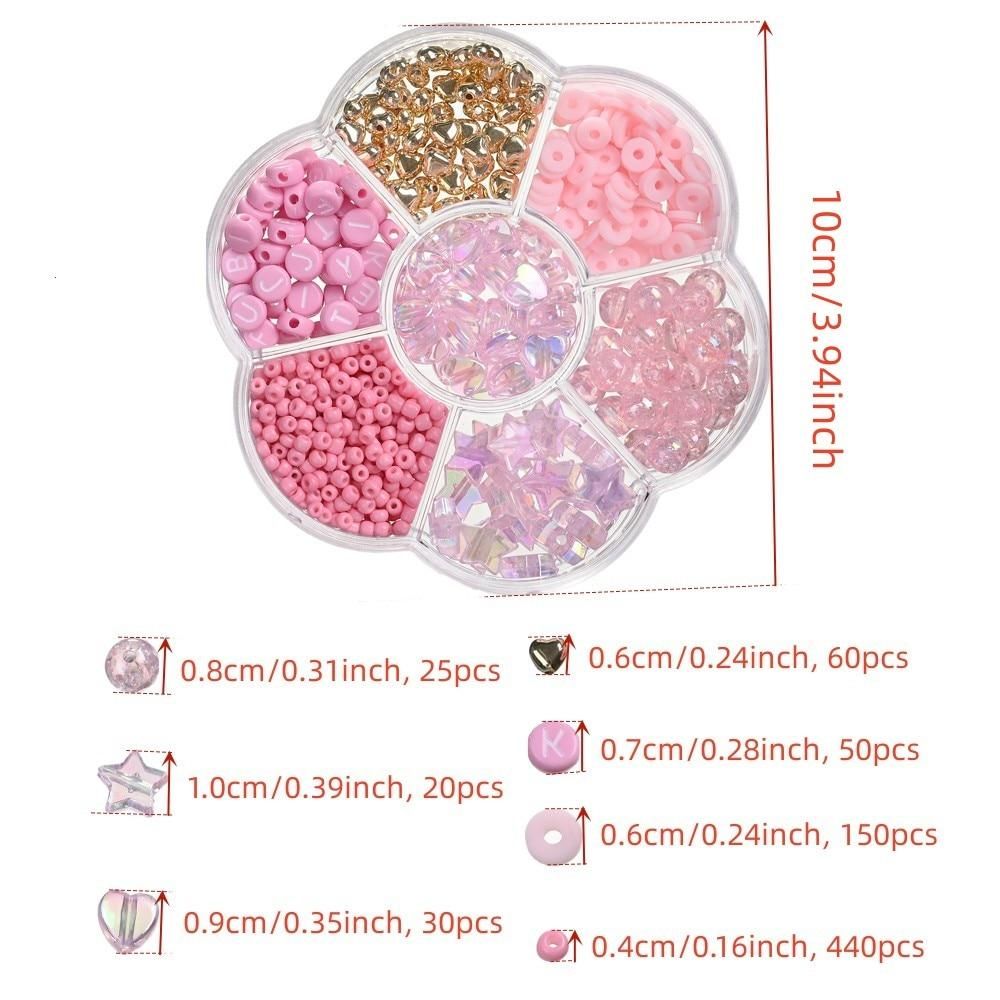 765pcs/Box Pink Letter Star Round Heart Seed Beads Loose Clay Spacer Beads For Jewelry Making Bracelet Necklace Diy Accessories