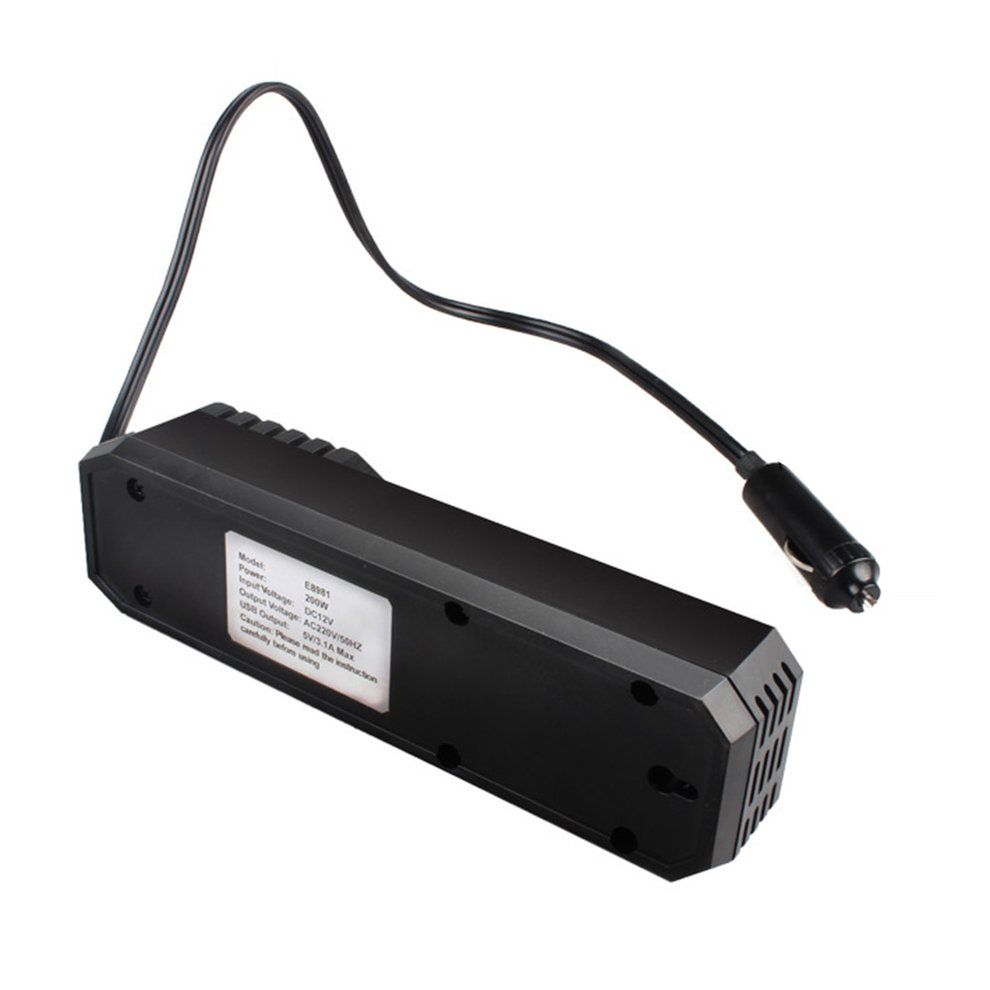 200W Mini  Ar Vehi Le Inverter   12V To A  220V High-power Power Inverter-Black