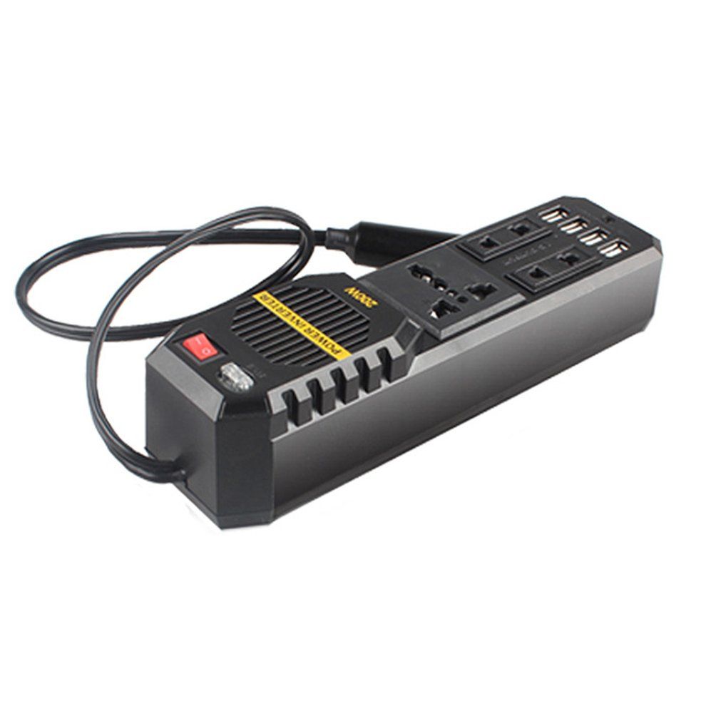 200W Mini  Ar Vehi Le Inverter   12V To A  220V High-power Power Inverter-Black