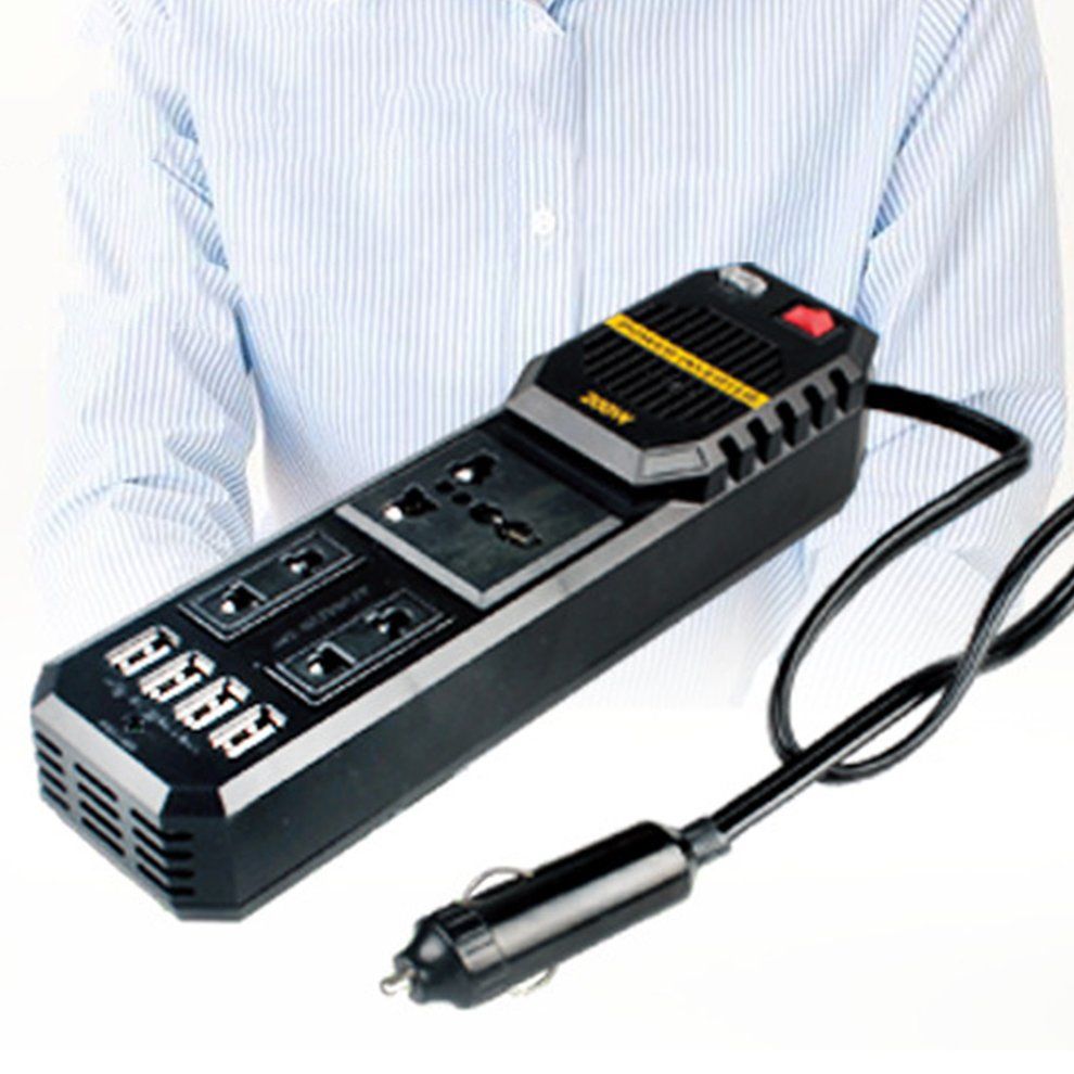 200W Mini  Ar Vehi Le Inverter   12V To A  220V High-power Power Inverter-Black