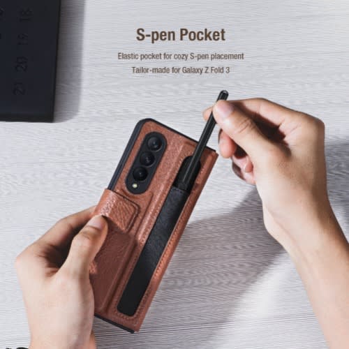 Nillkin Aoge Leather Cover Case For Samsung Galaxy Z Fold 3 - Brown