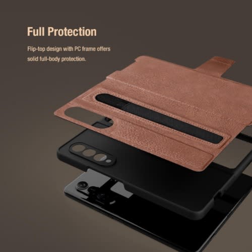Nillkin Aoge Leather Cover Case For Samsung Galaxy Z Fold 3 - Brown