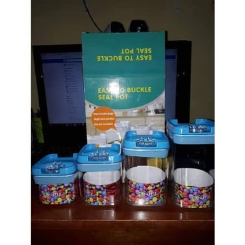 Airtight Plastic Easy Buckle Seal Pot Storage Containers - 4 Piece Set