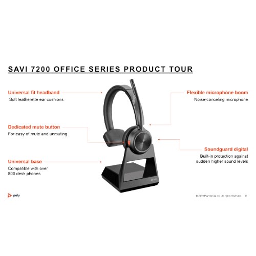 Office Single Speaker Wireless Headset For Desk Phones Bundle With Headset - Savi 7210