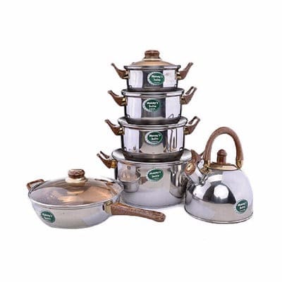 Stainless Steel Pot & Pan Set with Kettle
