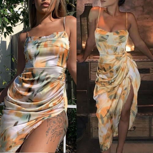 Multi Color  Dress With Slit