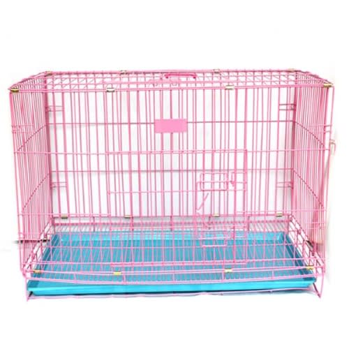 Large Folding Metal Pet Cage Kennel House With Tray-pink