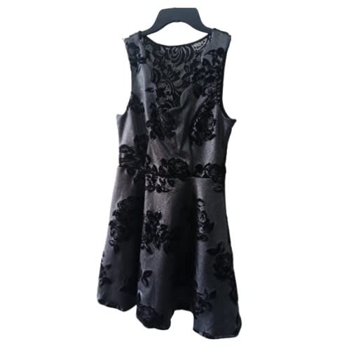 Velvet Dress - Black & Dark Gray Lace Back