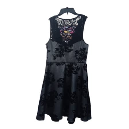 Velvet Dress - Black & Dark Gray Lace Back