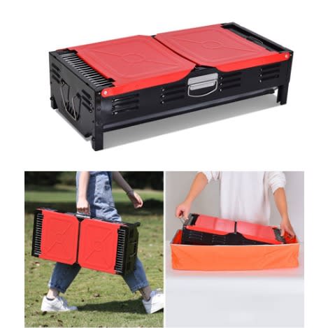 Portable Foldable Outdoor Barbecue Grill - Black