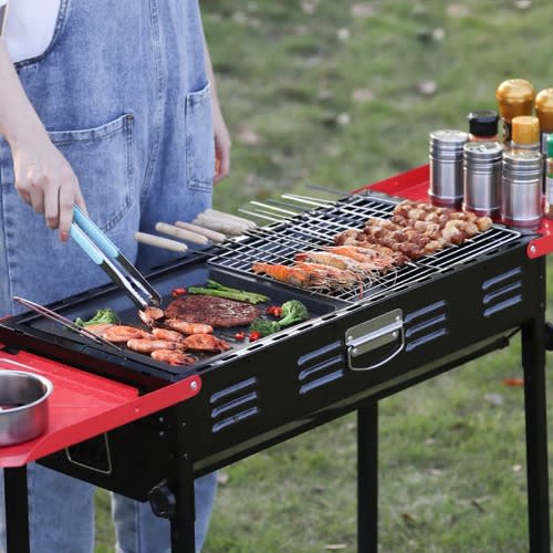 Portable Foldable Outdoor Barbecue Grill - Black
