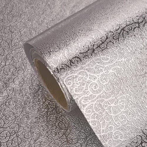 Waterproof -Oil-proof Self Adhesive Sticker/Wallpaper - Aluminum Foil - Silver - 61cm X 2m
