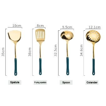 Nordic - Gold Stainless Steel Cooking Spoon Set -  7 Pieces