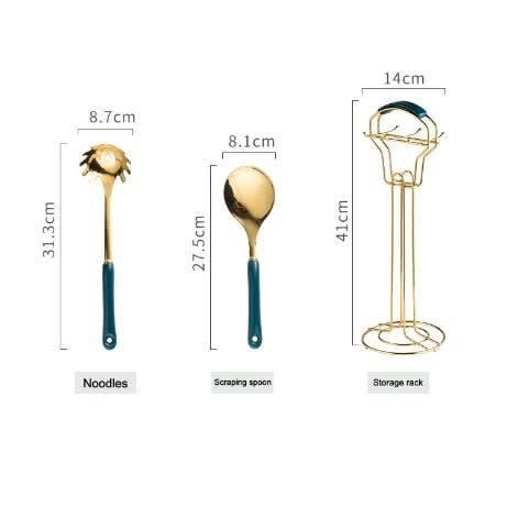 Nordic - Gold Stainless Steel Cooking Spoon Set -  7 Pieces