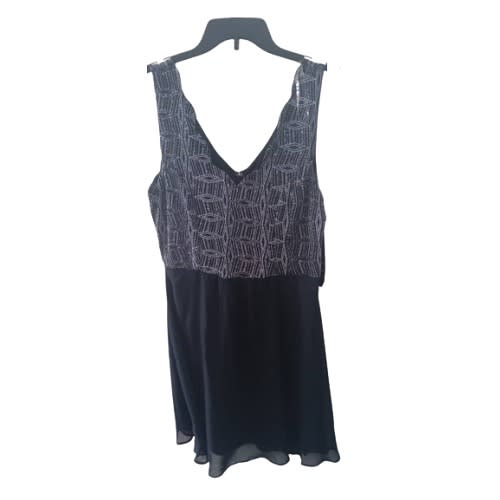 Silver Sequin Top Black Flay Dress