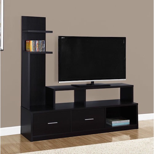TV Stand With Side Shelf -Black