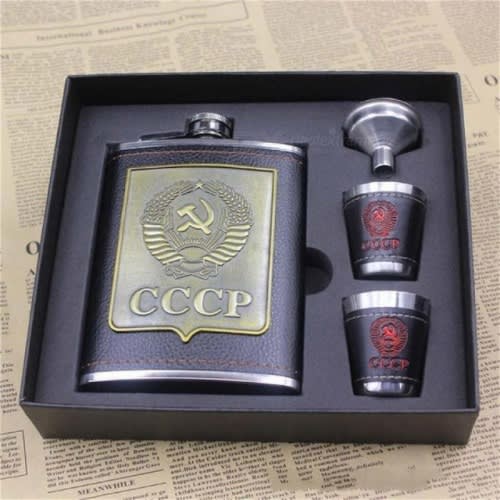8oz Delicate Stainless Steel Whiskey /wine Bottle With Cups And Funne