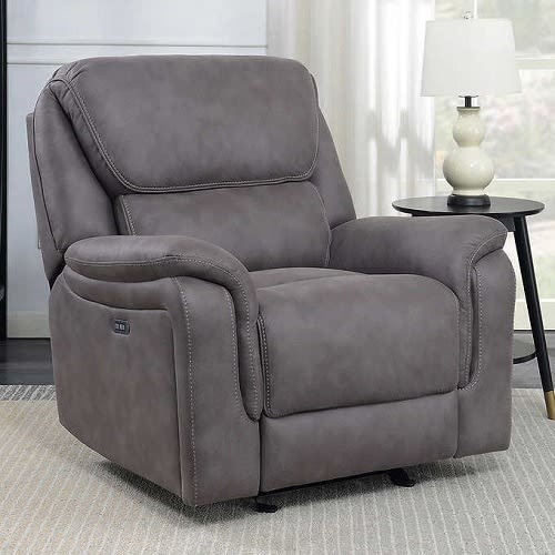 Fabric Rocker Power Recliner With Power Headrest - Grey