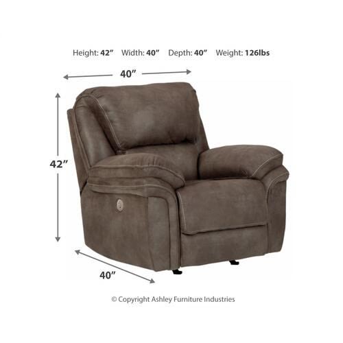 Fabric Rocker Power Recliner With Power Headrest - Grey