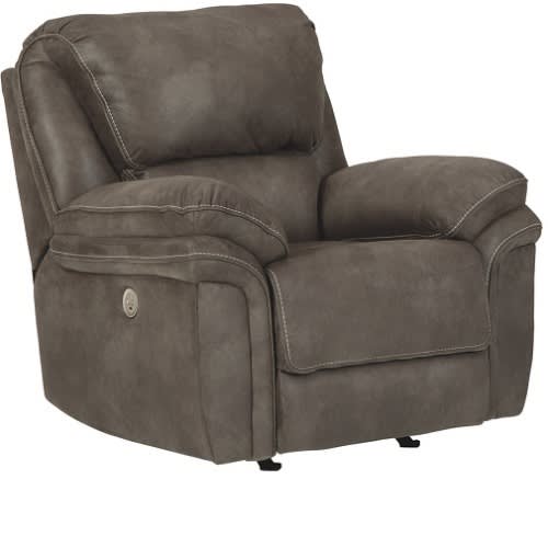 Fabric Rocker Power Recliner With Power Headrest - Grey