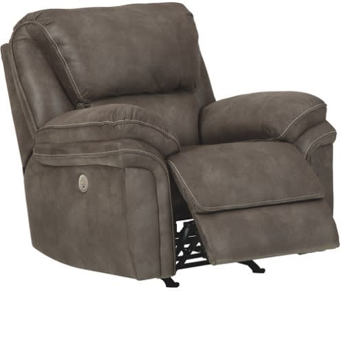 Fabric Rocker Power Recliner With Power Headrest - Grey