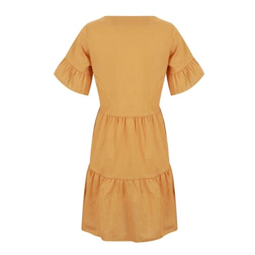 Linen Skater Dress- Yellow