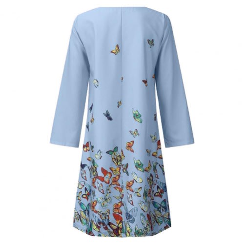 Butterfly Shift Dress- Blue
