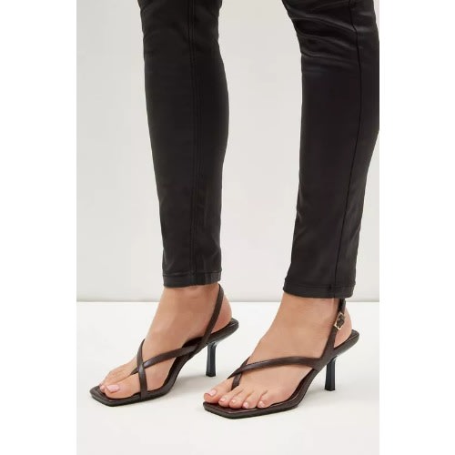 Toe Thong Heeled Sandal - Brown