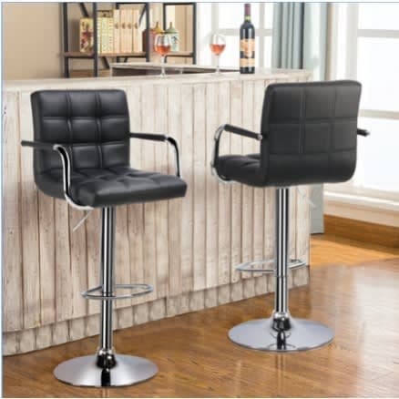 Hlinks Adjustable Counter Bar Stools - Set Of 2 - Black
