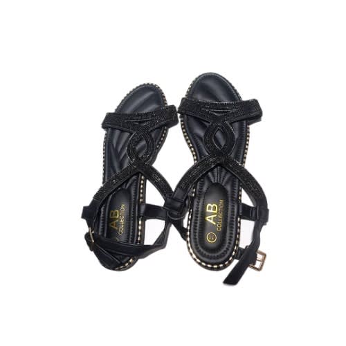 Rhinestone Sandal For Ladies- Black