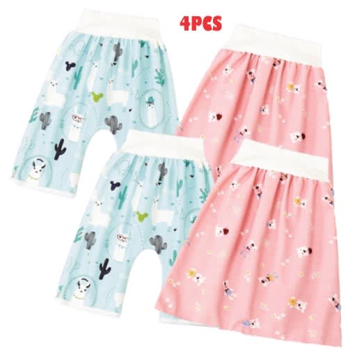 Kids Reusable Cloth Diaper - Urine Absorber-shorts & Skirt - 0-3yrs - 4 Pieces